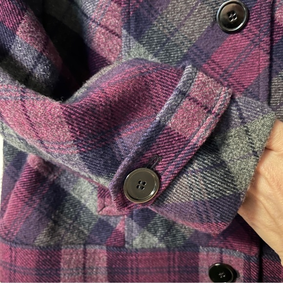 Tartan  Fall Jacket Coat Purple Plaid Button Front Jones New York Petite - Picture 3 of 9